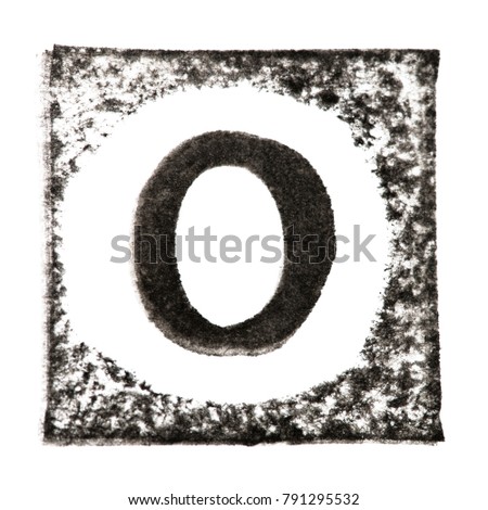 Capital letter 'O' printed black ink stamp isolated on white background