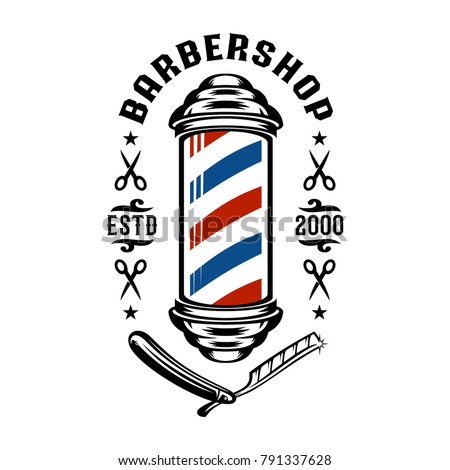 Barber Shop pole logo vintage illustration Royalty-Free Stock Photo #791337628
