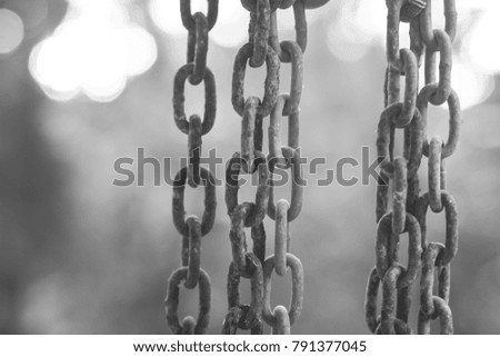 Black and white Steel chain Background. Blurred picture. Blurred Background. Noise Background. Grain photo.