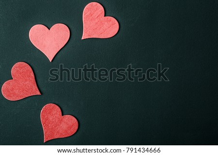Happy Valentine's day hearts on wooden background. Valentines day greeting card.  love concept for mother's day and valentine's day Royalty-Free Stock Photo #791434666