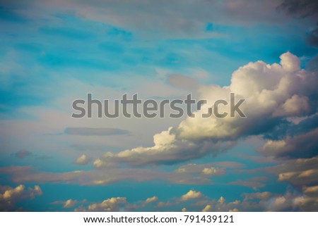 vintage tone image of blue sky and white cloud on day time for background usage.(horizontal).