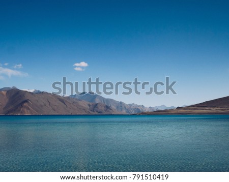 Pangong Lake, Endorheic lake in the Himalayas situated at a height about 4,350 m. Leh, Ladakh India