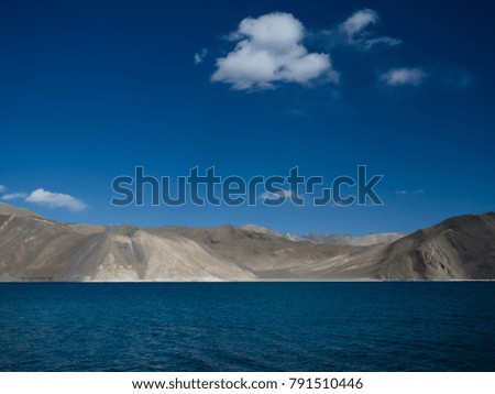 Pangong Lake, Endorheic lake in the Himalayas situated at a height about 4,350 m. Leh, Ladakh India