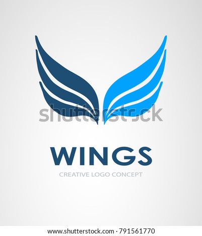 Wings vector logo design template. Abstract blue wings icon. Business logotype design