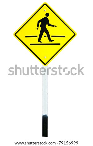 yellow traffic sign crossing road