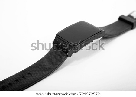 Electronic wrist watch on white background