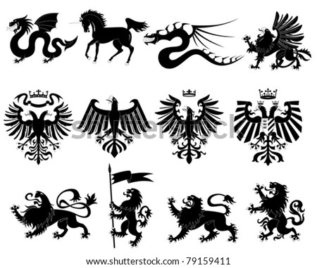Vector heraldic animals set #2