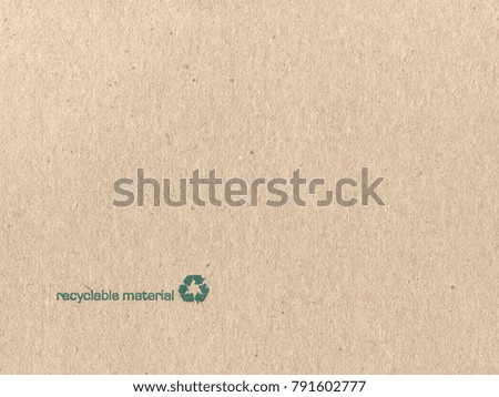 The carton with Logo and inscription Recyclable Material. Background