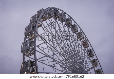 New year and Christmas 2018 celebration in Kontractova square, Ferris wheel, Kyiv, Ukraine