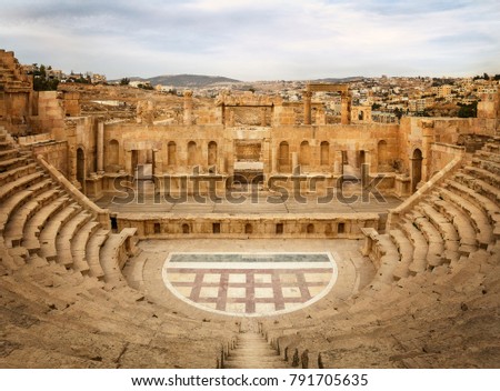 North theater in Jerash, Jordan Royalty-Free Stock Photo #791705635