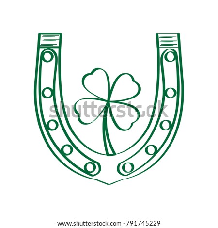Patrick day horseshoe outline on a white background, Vector illustration