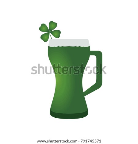 Beer glass with a clover, Patrick day vector illustration