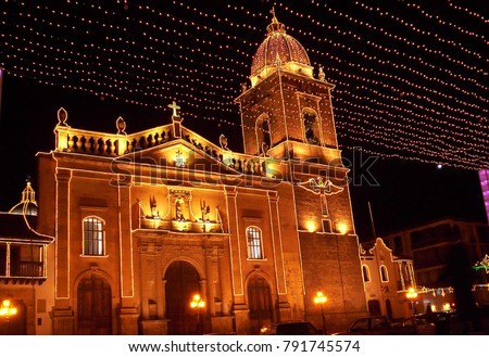 Cathedral of Tunja Colombia December 2006 Christmas ligths