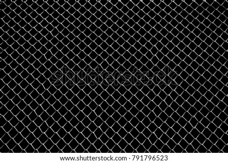 Mesh fence background.Grid iron grates, Grid pattern, steel wire mesh fence wall background, Chain Link Fence with White Background. Royalty-Free Stock Photo #791796523