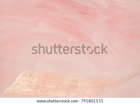 Beautiful luxurious soft pink abstract painted background texture with shiny metallic golden brush stroke Royalty-Free Stock Photo #791801155
