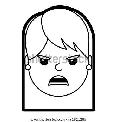 pretty woman angry frustrated facial expression cartoon