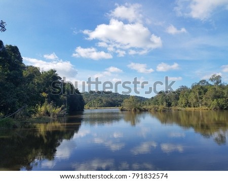 Sky Pond and Forest in Kramang Field at Chaiyaphum province Thailand 