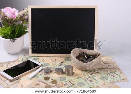 Conceptual photo for Islamic financial with black board 