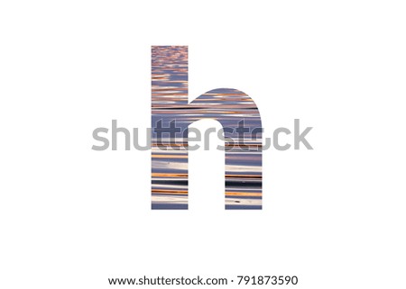 The letter "h" with color waves reflection insided 