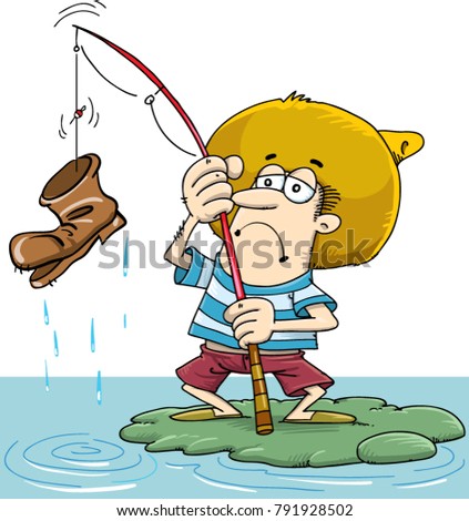 Fisherman. Vector illustration of a cartoon style with nature