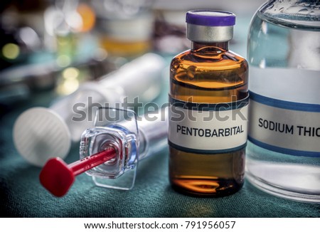  Vial With Pentobarbital Used For Euthanasia And Lethal Injection In A Hospital Royalty-Free Stock Photo #791956057