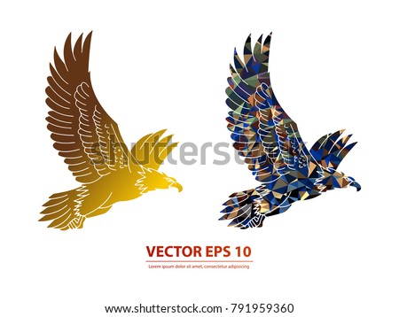 Eagle vector icon gold. Abstracts vector icon on background. Vector illustration EPS 10 . Royalty-Free Stock Photo #791959360