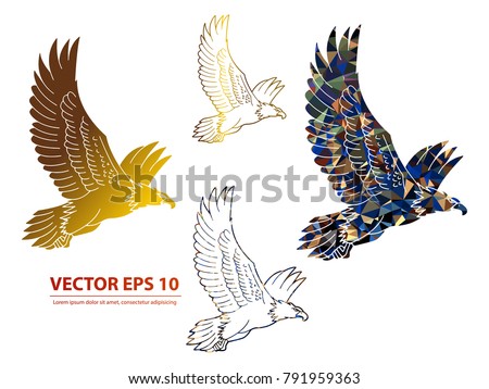 Eagle vector icon gold. Abstracts vector icon on background. Vector illustration EPS 10 .  Royalty-Free Stock Photo #791959363