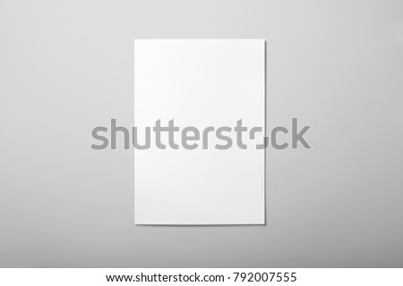 Real photo, brochure mockup template, softcover, isolated on light grey background to place your design. Royalty-Free Stock Photo #792007555
