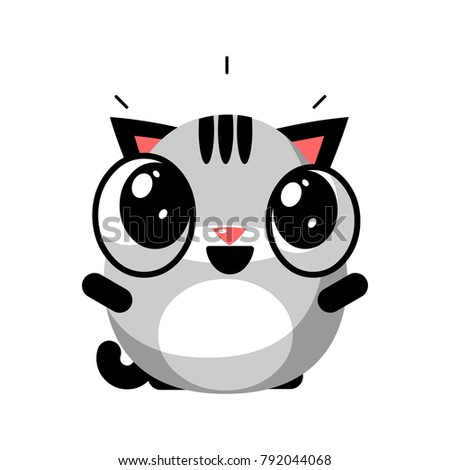 illustration of funny kitten media icon smiley
