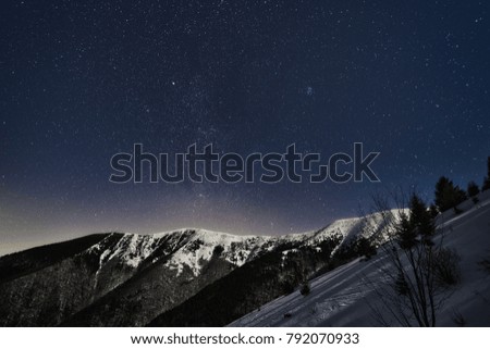Amazing view of starry night sky in Mala Fatra, Slovakia