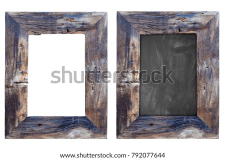 wooden picture frame collage isolated on white
