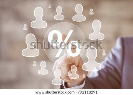 Businessman pushing button percent network business cooperation