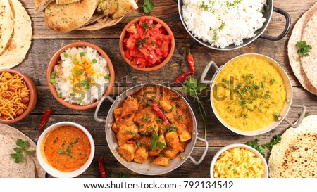 selection of indian food Royalty-Free Stock Photo #792134542