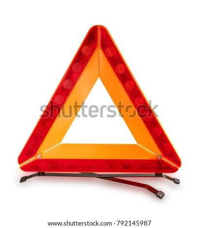 Warning accident: traffic sign - red triangle isolated on white background