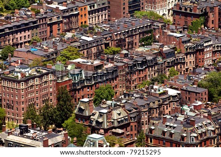 Aerial view of Boston in Massachusetts. The Historical Architecture of Boston.