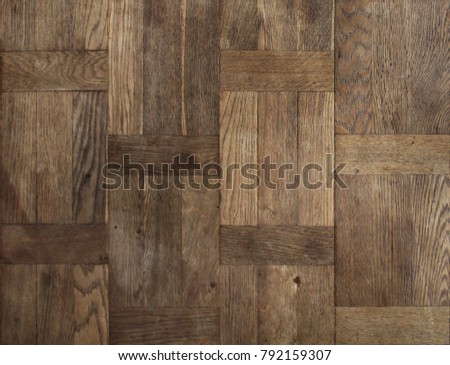 top view vintage parquet floor or nature wooden wall, abstract geometric texture background, wood block, Rectangular wooden plank