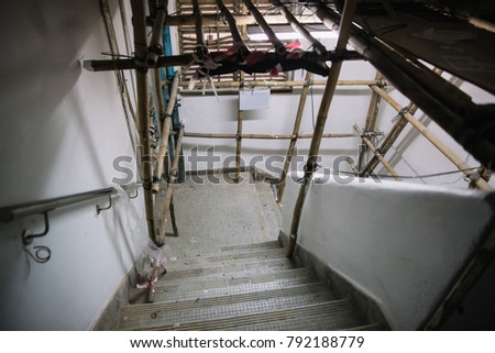 Typical descent from the last floors of residential buildings in the center of Hong Kong