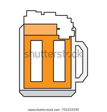 Pixelated beer mug icon on a white background, Vector illustration