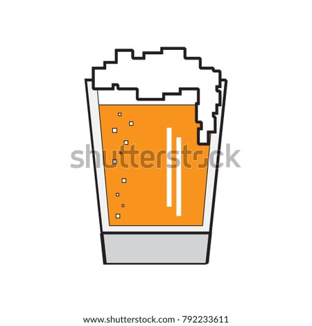 Pixelated beer glass icon on a white background, Vector illustration
