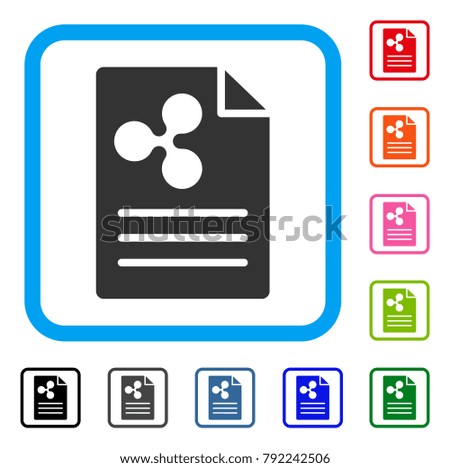 Ripple Prices icon. Flat grey pictogram symbol in a blue rounded squared frame. Black, gray, green, blue, red, pink color variants of ripple prices vector. Designed for web and software interfaces.