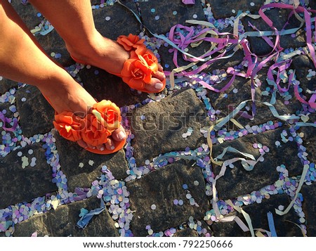 Confetti and streamers Royalty-Free Stock Photo #792250666