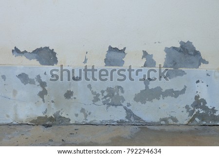 Rain and sun causing damage to the house wall, peeling paint and moldy.