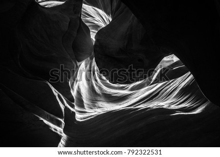 Black and White Antelope Canyon, Arizona Royalty-Free Stock Photo #792322531