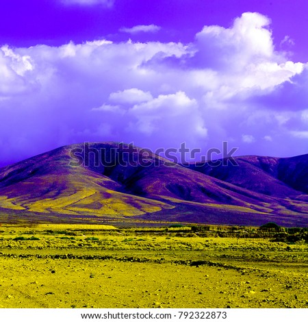 Fashion landscape. Violet mountains. Minimal. Surreal modern art