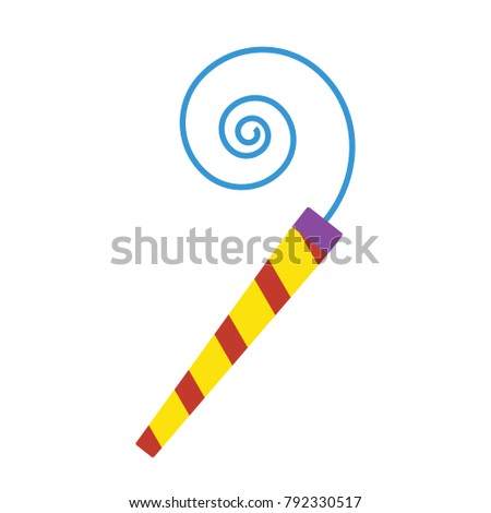 Party whistle icon. Flat color design. Vector illustration.