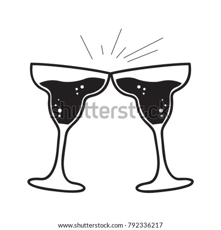 Silhouette of a pair of wine glasses, Toast vector illustration