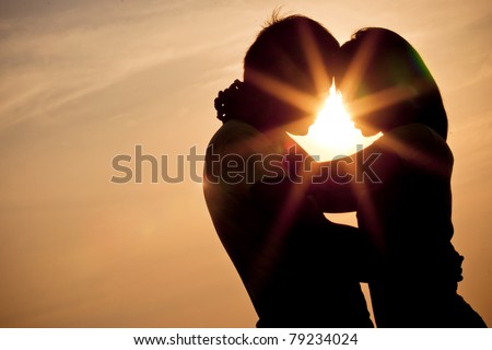 sillhouette couple love Royalty-Free Stock Photo #79234024