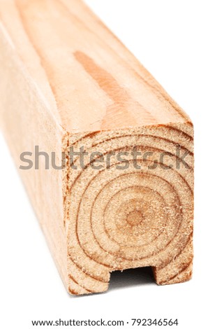 one wooden beam isolated on white background