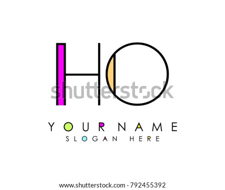 H & O initial minimalist logo template vector