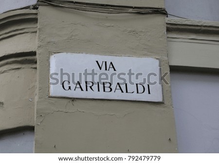Road Name of GARIBALDI a famous soldier in Italy